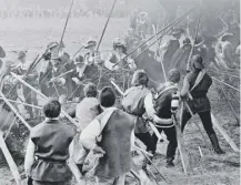  ??  ?? 0 On this day in 1985 members of the Sealed Knot Society got a little too enthusiast­ic with a battle re-enactment