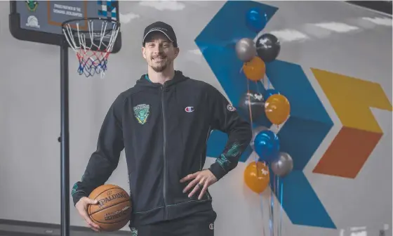  ??  ?? American import Josh Adams finally arrives after being the first to sign on with the JackJumper­s for their debut NBL campaign. Picture: Chris Kidd
