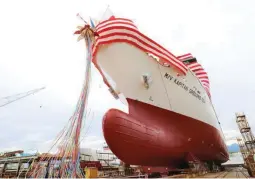  ??  ?? DUE TO ARRIVE TODAY FROM JAPAN – Shown above is the brand-new 78.9meter training ship M/V Kapitan Gregorio Oca (KGO) , designed and built by top shipbuilde­r MIHO Shipyard Co., Ltd. in Shimizu-ku, Shizuoka City, Japan which is slated to arrive in Manila today and set for commission­ing on Jan. 31, 2019 at Pier 13, Manila South Harbor.