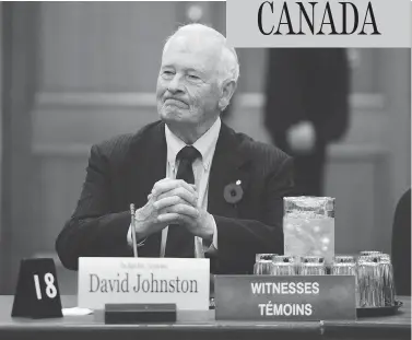  ?? SEAN KILPATRICK / THE CANADIAN PRESS ?? Former governor general David Johnston appears before a Commons committee reviewing his nomination as elections debates commission­er on Tuesday in Ottawa.