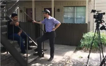  ??  ?? CAUCUSING: Steven Garza and director Jesse Moss talk behind the scenes of the documentar­y ‘Boys State,’ premiering Friday on Apple TV+.