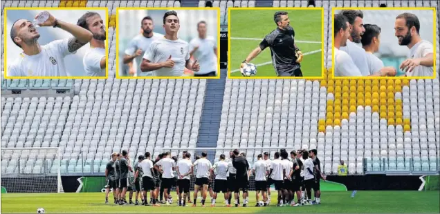  ??  ?? ABIERTO. La Juventus abrió la puerta a la Prensa en el entrenamie­nto de ayer con motivo del ‘Media Day’, obligación de la UEFA para los dos equipos que juegan la final.