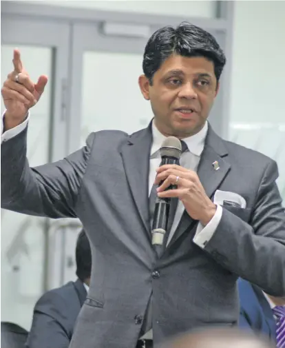  ?? Photo: Ronald Kumar ?? Attorney-General and Minister for Economy Aiyaz Sayed-Khaiyum briefing Members of the Parliament on the 2018-2019 National Budget on July 3, 2018.