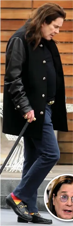  ?? Picture: BACKGRID ?? Support...Ozzy using a cane while out walking in Hollywood