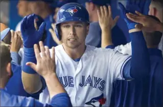  ?? CANADIAN PRESS FILE PHOTO ?? Toronto Blue Jays’ Justin Smoak, pictured, beat Kansas City’s Eric Hosmer by 555,000 votes in the first-base battle.