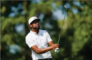  ?? The Associated Press ?? Tony Finau tees off on the 13th hole during the ProAm at the BMW Championsh­ip golf tournament, Wednesday, at Caves Valley Golf Club in Owings Mills, Md.