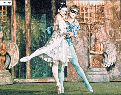  ??  ?? Margot Fonteyn and Rudolf Nureyev perform in Romeo and Juliet in 1966. Below, in Stravinsky’s The Firebird Right: A young Fonteyn in her dressing room