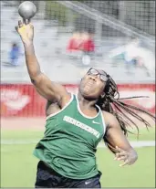  ?? John Carl D’annibale / Times Union ?? The Plainsmen’s Chidalu Anameze, here tossing the shot put, won the discus event with a heave of 126-2 on Friday at Shen.