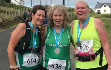  ??  ?? Rose White, Joan Farron and Vicky Leahy took part in the stunning Magee 1866 Half Marathon.