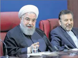  ?? AP PHOTO ?? In this photo released by official website of the office of the Iranian Presidency, President Hassan Rouhani speaks in a meeting with finance ministry officials in Tehran, Iran, Monday.