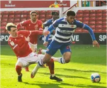  ?? ?? Reading’s Josh Laurent against Forest picture: Steve Smyth