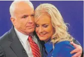  ?? GETTY IMAGES PAUL J. RICHARDS/AFP/ ?? John McCain and wife Cindy after the second presidenti­al debate Oct. 6, 2008.