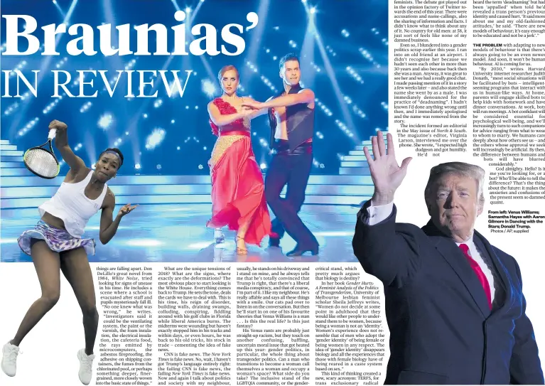  ?? Photos / AP, supplied ?? From left: Venus Williams; Samantha Hayes with Aaron Gilmore in Dancing with the Stars; Donald Trump.