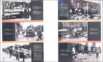  ?? — AFP photos by Daniel Mihailescu ?? Historical photos from 1941 depict the massacre of Romanian Jews by and under the supervisio­n of the Romanian Army at the Pogrom’s Memorial Museum in Iasi.