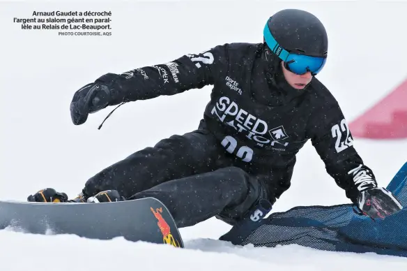  ?? PHOTO COURTOISIE, AQS ?? Arnaud Gaudet a décroché l’argent au slalom géant en parallèle au Relais de Lac-beauport.