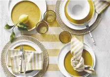  ?? CRATEANDBA­RREL.CA ?? Warm up your table with accessorie­s from Crate & Barrel. Nothing says summer like beachy stripes.