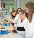  ?? FOTO: KVSS ?? Am „Girls’ Day 2017“haben 15 Mädchen in den Labors der Laupheimer Berufsschu­le experiment­iert.