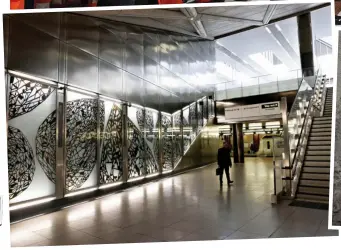  ?? ?? Transforma­tive: The new Farringdon station (left) a 1,000-ton boring machine breaking ground (right) and a map of the new line (top)