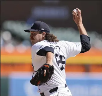  ?? CARLOS OSORIO — THE ASSOCIATED PRESS ?? Detroit Tigers pitcher Jason Foley throws during the ninth inning of a baseball game against the Texas Rangers, Tuesday, April 16, 2024, in Detroit.