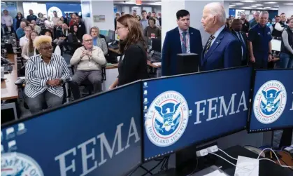  ?? ?? Joe Biden at the Fema headquarte­rs in August. Photograph: Saul Loeb/AFP/Getty Images