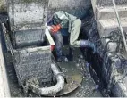  ?? ?? Repairs begin at the Munsievill­e pump station.