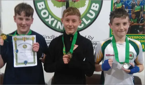  ??  ?? Dylan Little (left) of St Cianan’s Boxing Club will represent the Duleek-based club in this week’s All-Ireland Championsh­ips in the National Stadiumaft­er winning a Leinster title thanks to a walkover. His clubmates Sean O’Brien (centre) and Adam...