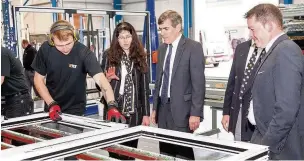  ?? Matthew Nichol ?? Operations manager Julie Wales and commercial director Chris Powell take MP David Rutley on a tour of the factory