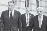  ?? ASSOCIATED PRESS FILE PHOTO ?? David Samson, left, former chairman of The Port Authority of New York & New Jersey, and one of his attorneys, Justin Walder, right, leave federal court in 2016.