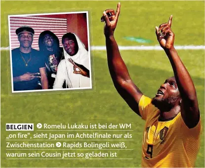  ??  ?? Bolingoli ( kl. Bild links) mi8 seinen Cousins, den Lukaku- Brüdern. Je8z8 is8 Romelu „ on fire“.