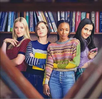  ?? HBO ?? Reneé Rapp, from left, Pauline Chalamet, Alyah Chanelle Scott and Amrit Kaur star in the new series “The Sex Lives of College Girls” streaming on HBO Max.