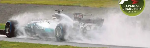  ?? EPA PIC ?? Mercedes driver Lewis Hamilton in action during the second practice session of the Japanese Grand Prix yesterday.