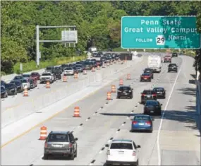  ?? PETE BANNAN-DIGITAL FIRST MEDIA ?? Traffic is flowing freely again on Route 202, for now. In the spring work is scheduled to start on bridges that span railroad tracks south of Route 30.