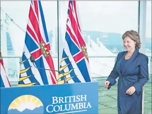  ?? CP PHOTO ?? British Columbia Premier Christy Clark arrives to address the media at her office in Vancouver, B.C., Wednesday Clark narrowly won a minority government in Tuesday’s provincial election.