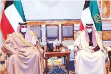  ?? Reuters ?? Kuwait’s Prime Minister Shaikh Sabah Al Khalid submitted the resignatio­n of his government to Emir Shaikh Nawaf Al Ahmad during ameeting in Kuwait City yesterday.