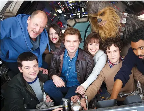  ??  ?? Star Wars' Han Solo movie releases first cast photo. Ehrenreich (centre) plays a young Han Solo. — Photo courtesy of Lucasfilm