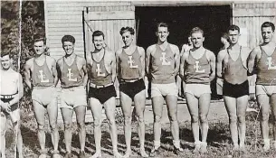  ?? LEANDER BOAT CLUB ?? Members of Leander Boat Club’s men’s heavy eight in 1937 were, from left, cox Les “Shorty” MacDonald, George Selman, Bill Watson, Claude Saunders, “Slim John” Lingen, Reg Wheeler, Walt Bahozik, Gray McLeish and Eddy Green.