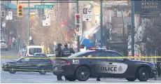  ?? NICK PROCAYLO ?? Police were on the scene Sunday following a brazen, overnight shooting on Broadway Street in Vancouver. Police believe that one of the victims, a man in his 20s, was targeted.