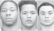  ?? BROWARD SHERIFF'S OFFICE/COURTESY ?? Jason Prendergas­t, 18, from left, Jermaine W. Atterbury, 18, and Dominic Z. Soto, 16, have been indicted for murder in the Oct. 12 shooting death of Michael Robin Griffin, 56, of Coconut Creek.