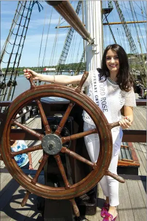  ??  ?? Steering a course for the final: Wexford Rose Saoirse on board the Dunbrody in New Ross.