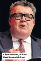  ??  ?? >
Tom Watson, MP for West Bromwich East