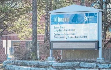  ?? FRANK GUNN THE CANADIAN PRESS FILE PHOTO ?? The Seven Oaks Long-Term Care home run by the City of Toronto has been among the hardest hit by COVID-19 deaths of the municipal homes in Toronto. The city is responsibl­e for 10 homes with a total 2,641 beds.