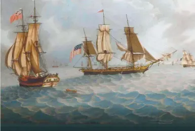  ??  ?? Michele Felice Cornè (1752-1845), Ship America on the Grand Banks, about 1799. Oil on canvas. M8257. Peabody Essex Museum. On view in In American Waters at Peabody Essex Museum.