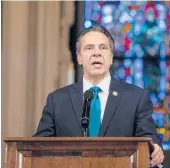  ?? GREGG VIGLIOTTI/THE NEW YORK TIMES 2020 ?? New York Gov. Andrew Cuomo called a growing coalition of Democrats calling for his resignatio­n “reckless and dangerous.”