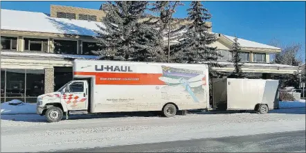  ??  ?? This photo shows the U-Haul truck and trailer driven by Michael Suiker and his daughter Meghan from Saskatchew­an to Surrey, where it was stolen a few days after Christmas.