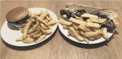  ??  ?? The chicken burger and beefburger from the Roebuck Inn, Wickham.