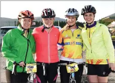  ??  ?? Celine O’Connor, Marie Murphy Gneeveguil­la, Karen O’Sullivan Rathmore and Debra Daly Kilquane at the Pieta 100 cycle.
