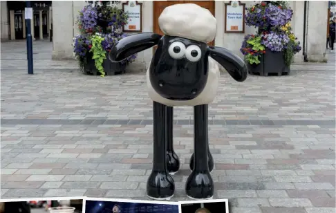  ?? ?? Shaun the Sheep in Maidstone’s Jubilee Square. Left, Scouting for Girls and Rosemary Shrager