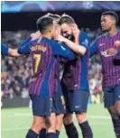  ?? AP ?? Jordi Alba festeja su gol, el segundo del Barcelona.