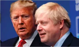  ?? Photograph: Peter Nicholls/AFP via Getty Images ?? Boris Johnson welcomes Donald Trump to a Nato meeting in Watford in December 2019.