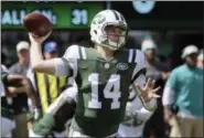  ?? BILL KOSTROUN — THE ASSOCIATED PRESS ?? Sam Darnold throws a pass during the first half against the Dolphins Sept. 16 in East Rutherford, N.J.